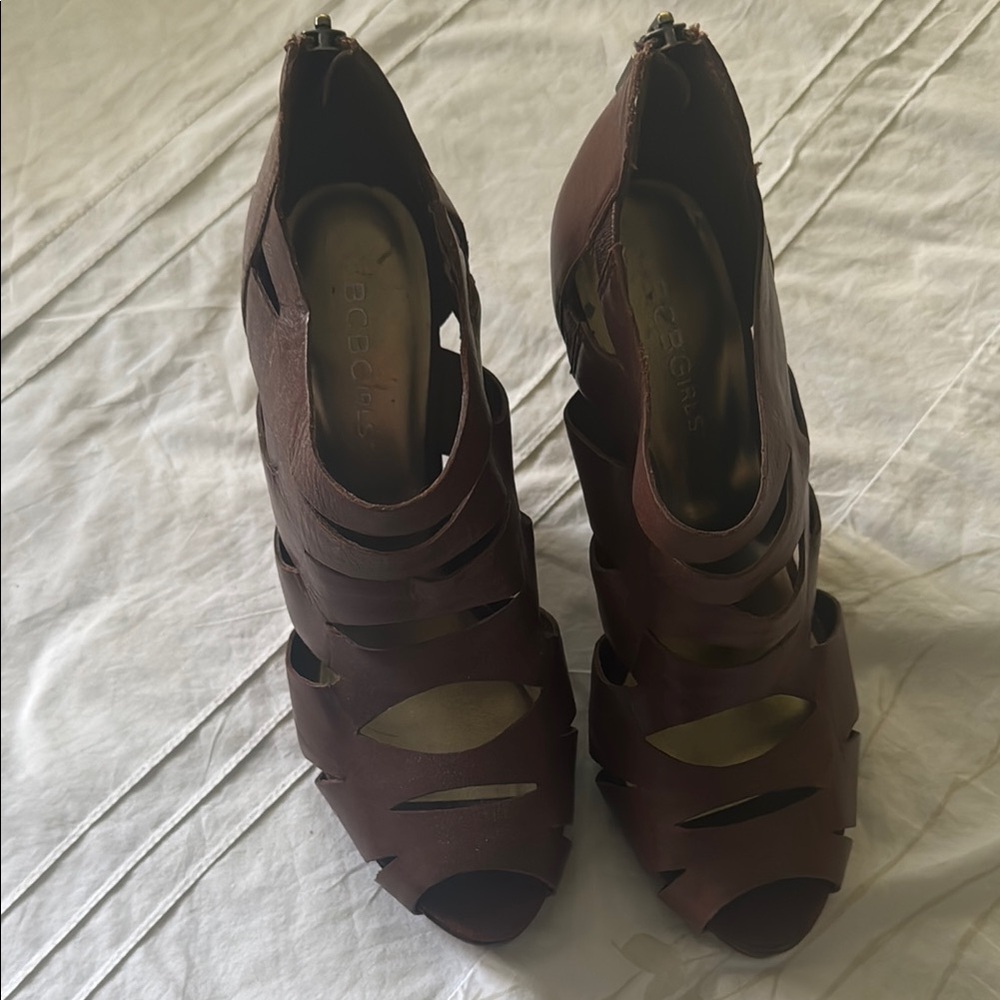 BCBGirls Brown Peep Toe Heels